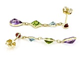 Multi Gem 14k Yellow Gold Dangle Earrings 2.99ctw