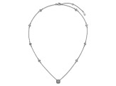 Rhodium Over Sterling Silver Polished Fancy Cubic Zirconia Station With 2 Inch Extension Necklace