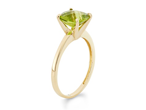 Square Cushion Peridot 10K Yellow Gold Ring 2.00ctw