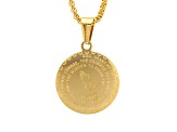 Ladies 18K Gold Over Stainless Steel Cubic Zirconia Serenity Prayer Pendant With Chain