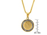 Ladies 18K Gold Over Stainless Steel Cubic Zirconia Serenity Prayer Pendant With Chain