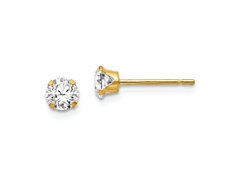 Picture of 14K Yellow Gold 4mm Cubic Zirconia Post Earrings