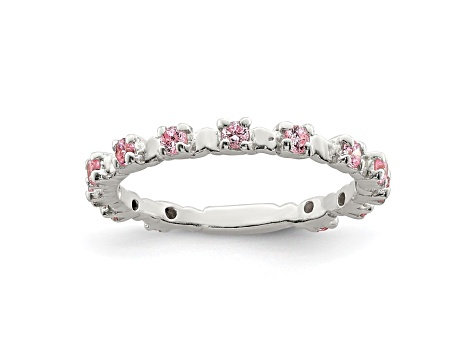 Sterling Silver Polished Pink Cubic Zirconia Children's Ring