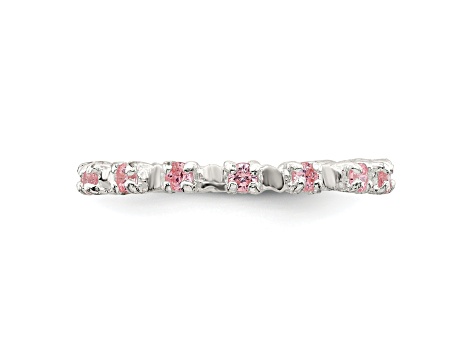 Sterling Silver Polished Pink Cubic Zirconia Children's Ring