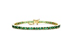 Emerald Green 3mm Cubic Zirconia, 14k Gold Plated over Brass Tennis Bracelet 5.5ctw