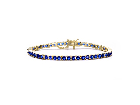 14k Gold Plated over Brass with Sapphire Blue 3mm Cubic Zirconia Tennis Bracelet