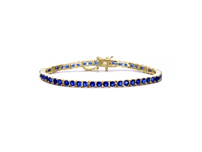 14k Gold Plated over Brass with Sapphire Blue 3mm Cubic Zirconia Tennis Bracelet