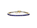 Sapphire Blue 3mm Cubic Zirconia, 14k Gold Plated over Brass Tennis Bracelet 5.5ctw