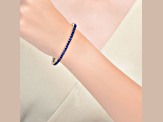 Sapphire Blue 3mm Cubic Zirconia, 14k Gold Plated over Brass Tennis Bracelet 5.5ctw