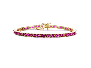 14k Gold Plated over Brass with Ruby Red 3mm Cubic Zirconia Tennis Bracelet