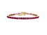 14k Gold Plated over Brass with Ruby Red 3mm Cubic Zirconia Tennis Bracelet