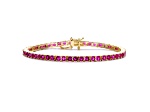 Ruby Red 3mm Cubic Zirconia, 14k Gold Plated over Brass Tennis Bracelet 5.5ctw