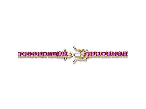 14k Gold Plated over Brass with Ruby Red 3mm Cubic Zirconia Tennis Bracelet