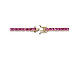 14k Gold Plated over Brass with Ruby Red 3mm Cubic Zirconia Tennis Bracelet