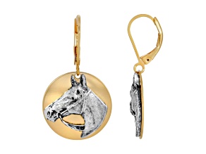 1928 Jewelry Two-Tone Horse Head Disc Earrings