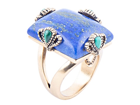 Barse Jewelry Prismatic 24x18mm Lapis Lazuli With 4x3mm Malachite