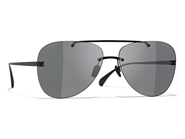 Chanel Black Aviator Frame / Gray Lenses Sunglasses - 13G6FA | JTV