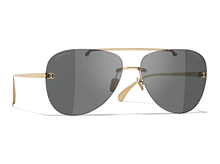 CHANEL Gold Frame Aviator Sunglasses with Dark Gray Lenses Chanel 4291 Aviator Sunglasses | Fashion Eyewear main image 3