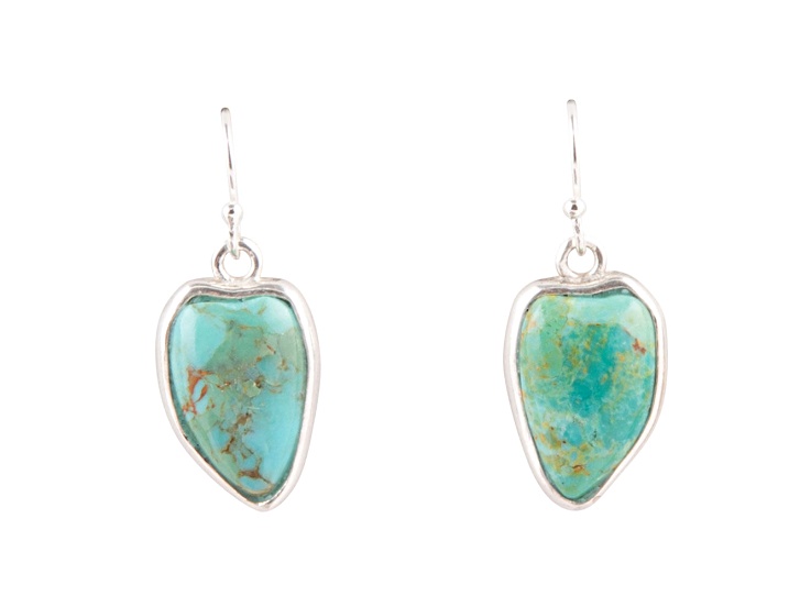 Barse Jewlery Organic Blue Turquoise and Silver Drop Earrings