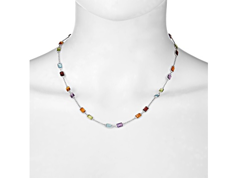 Multi-Gem 14k White Gold 18" Necklace 14.40ctw