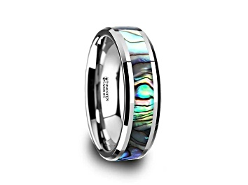 Picture of MAUI Tungsten Wedding Band with Mother of Pearl Inlay 7mm