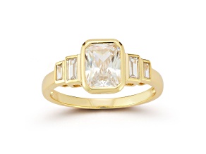 Rachel Zoe 14K Yellow Gold Over Sterling Silver Bezel Set White Cubic Zirconia Ring