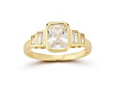 Rachel Zoe 14K Yellow Gold Over Sterling Silver Bezel Set White Cubic Zirconia Ring