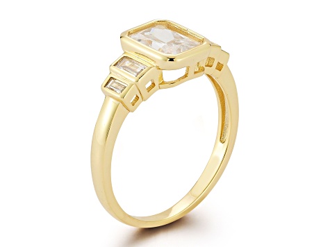 Rachel Zoe 14K Yellow Gold Over Sterling Silver Bezel Set White Cubic Zirconia Ring