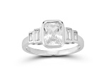 Rachel Zoe Rhodium Over Sterling Silver Bezel Set White Cubic Zirconia Ring