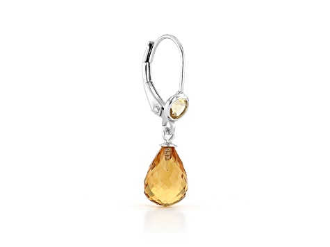 Yellow Tear Drop and Round Citrine Sterling Silver Earrings 8ctw