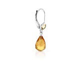 Yellow Tear Drop and Round Citrine Sterling Silver Earrings 8ctw