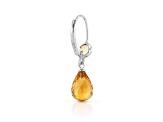 Yellow Tear Drop and Round Citrine Sterling Silver Earrings 8ctw