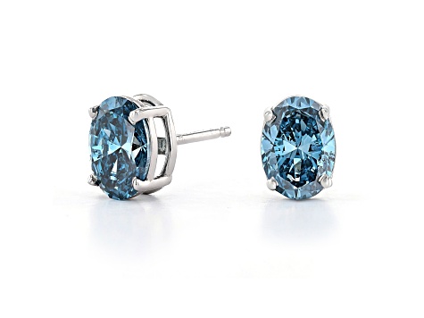 Blue Lab-Grown Diamond 14k White Gold Stud Earrings 1.50ctw