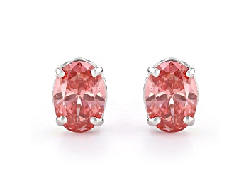 Picture of pink lab-grown diamond 14kt white gold stud earrings 1.50ctw