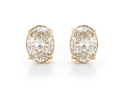Oval White Lab-Grown Diamond H-I SI 14k Yellow Gold Stud Earrings 1.50ctw
