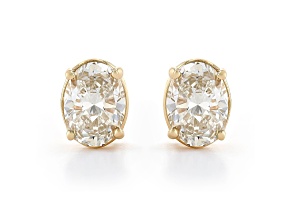 Oval White Lab-Grown Diamond H-I SI 14k Yellow Gold Stud Earrings 1.50ctw
