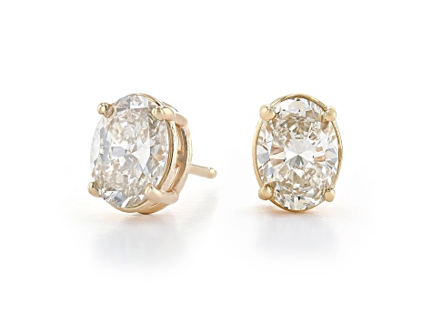 Oval White Lab-Grown Diamond H-I SI 14k Yellow Gold Stud Earrings 1.50ctw