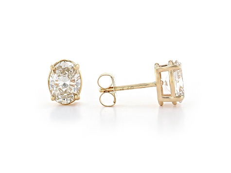 Oval White Lab-Grown Diamond H-I SI 14k Yellow Gold Stud Earrings 1.50ctw