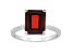 10x8mm Emerald Cut Garnet and 1/10 ctw Diamond Rhodium Over Sterling Silver Ring