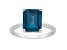 10x8mm Emerald Cut London Blue Topaz and 1/10 ctw Diamond Rhodium Over Sterling Silver Ring