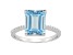 10x8mm Emerald Cut Sky Blue Topaz and 1/10 ctw Diamond Rhodium Over Sterling Silver Ring