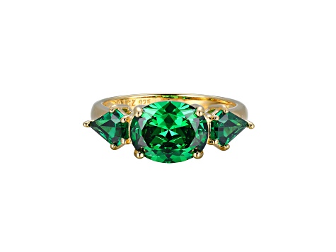 Green Cubic Zirconia 18k Yellow Gold Over Sterling Silver May Birthstone Ring 5.08ctw