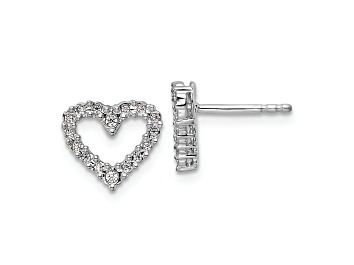 Picture of Rhodium Over 14k White Gold Diamond Heart Stud Earrings