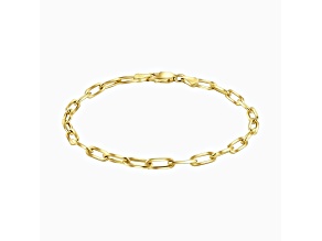 14K Yellow Gold Over Sterling Silver Italian 3mm Paperclip Link Chain Bracelet - 8 Inches