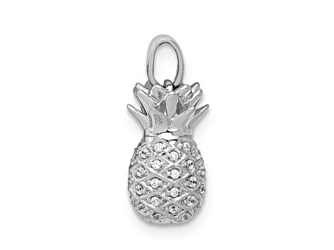 Rhodium Over 14k White Gold Diamond Pineapple Pendant