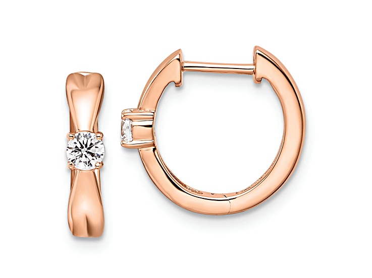14K Rose Gold Lab Grown Diamond SI1/SI2, G H I, Hinged Hoops