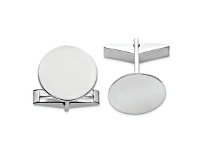 14K White Gold Men's Circular Cuff Links
