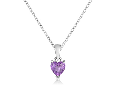 Amethyst Sterling Silver Heart Shaped Pendant With Chain