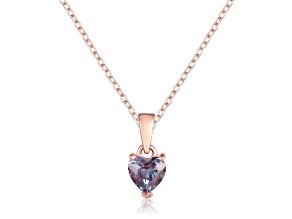 Lab Created Alexandrite 14K Rose Gold Over Sterling Silver Heart Shape Pendant With Chain
