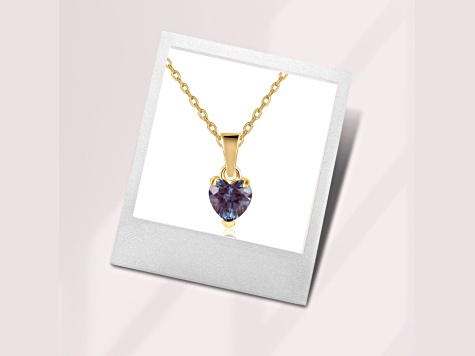 Lab Created Alexandrite 14K Rose Gold Over Sterling Silver Heart Shape Pendant With Chain